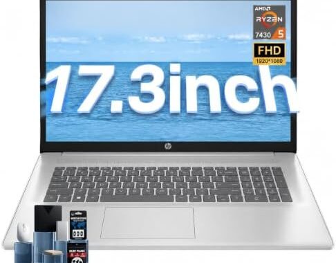 HP 17 Laptop Computer – 16GB RAM, 512GB SSD, 17.3″ FHD IPS Large Display, AMD Ryzen 5 7430U, Wi-Fi 6, Bluetooth 5.4, Copilot AI Key, Windows 11 Pro, Business Laptop for Work, Students & Home