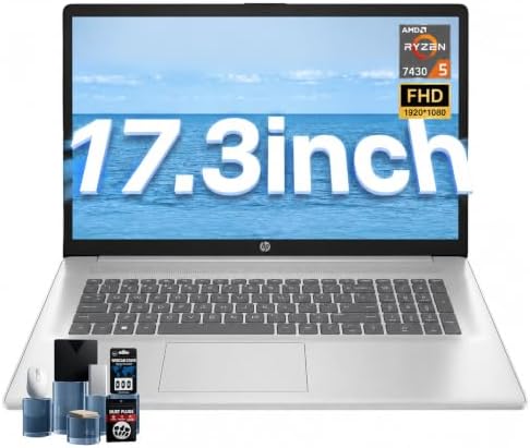 HP 17 Laptop Computer - 16GB RAM, 512GB SSD, 17.3" FHD IPS Large Display, AMD Ryzen 5 7430U, Wi-Fi 6, Bluetooth 5.4, Copilot AI Key, Windows 11 Pro, Business Laptop for Work, Students & Home