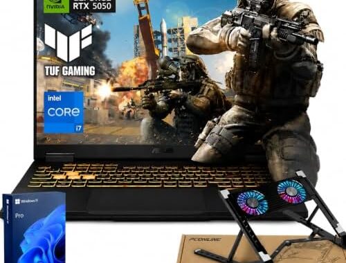 ASUS TUF F16 5050 AI Gaming Laptop, Intel i7-14650HX, RTX 5050, RGB Backlit KB, 16″ FHD+ 165Hz 100% sRGB, MUX Switch with NVIDIA Advanced Optimus, 32GB DDR5, 1TB SSD, Windows 11 Pro, w/Bundle