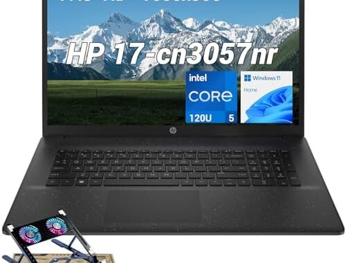 HP 17.3″ HD+ Laptop for Students & Remote Office Workers, Intel Core 5 120U 10-Core Processor up to 5.0 GHz, 16GB RAM, 512GB SSD, Webcam Shutter, Numeric Keypad, Wi-Fi 6, Black, w/PCO Laptop Cooler